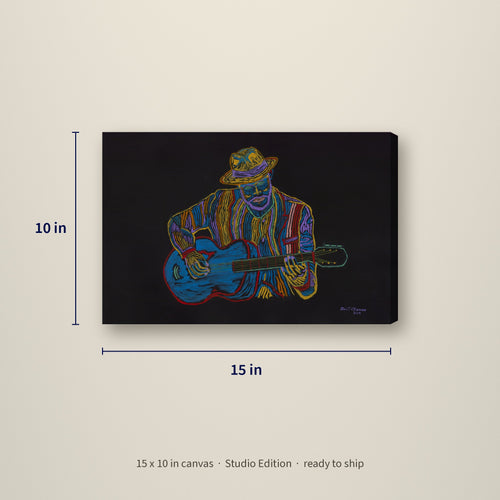 Big Easy Jazz — Studio Edition canvas, 15 x 10 inches, shown with measurements