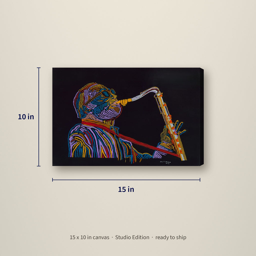 Jazz in Color — Studio Edition canvas, 15 x 10 inches, shown with measurements
