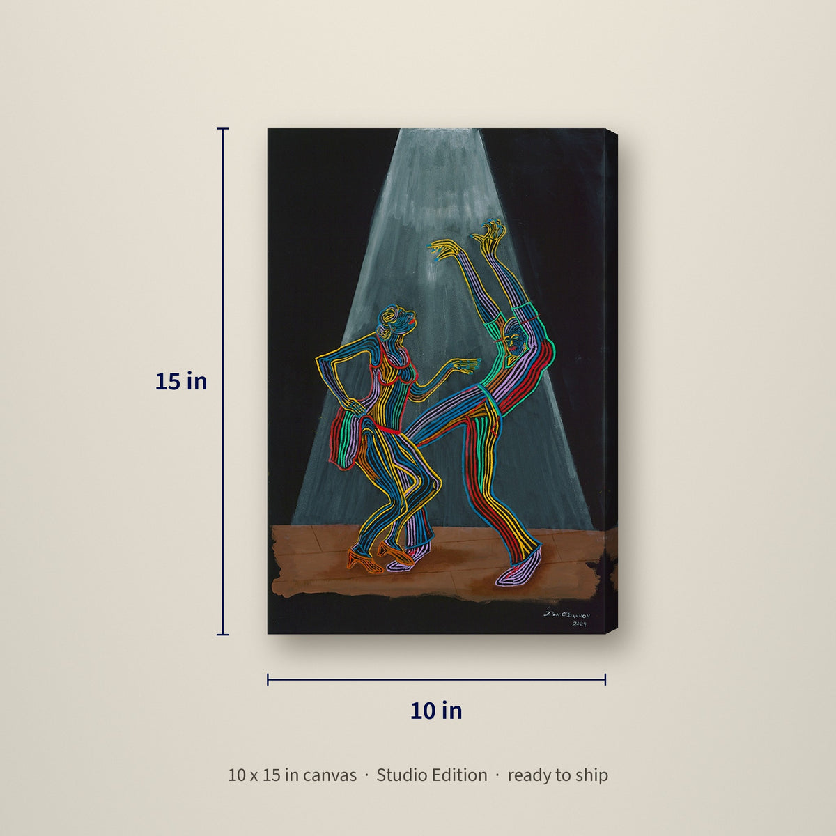 Let's Dance — Studio Edition canvas, 10 x 15 inches, shown with measurements