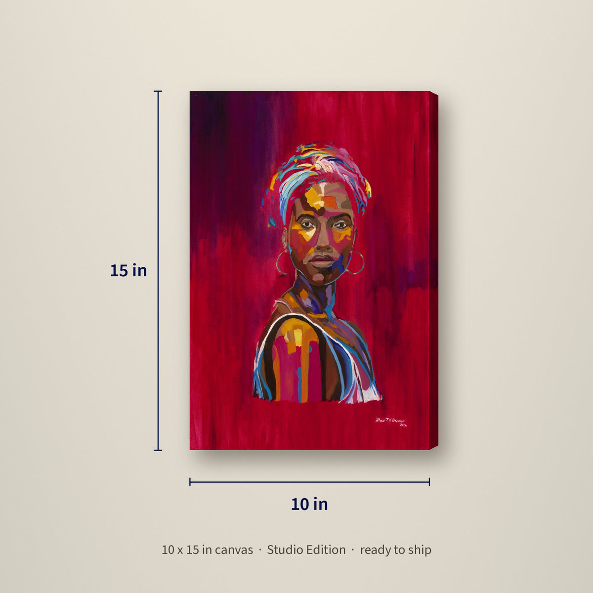 Portrait of Eve — Studio Edition canvas, 10 x 15 inches, shown with measurements