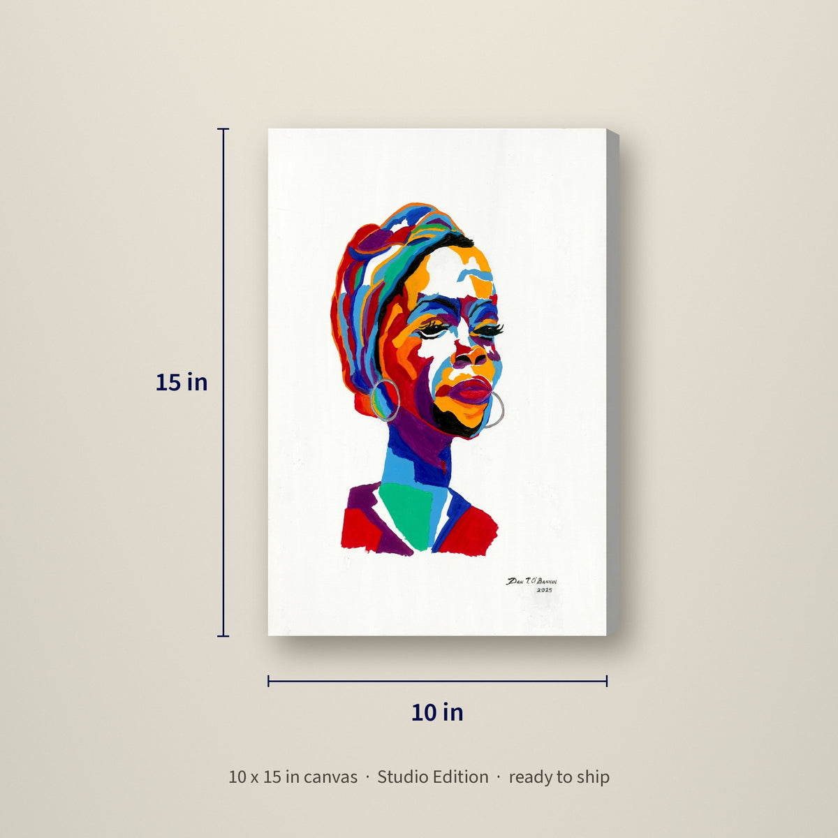 Silent Soul — Studio Edition canvas, 10 x 15 inches, shown with measurements
